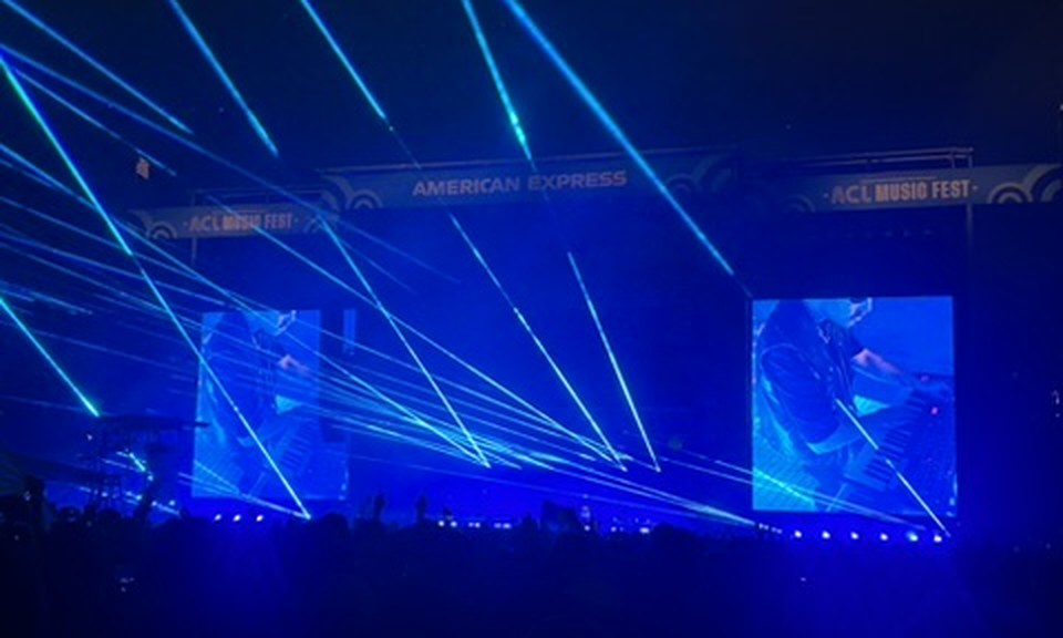 Lasers over the American Express stage, Weekend 1.