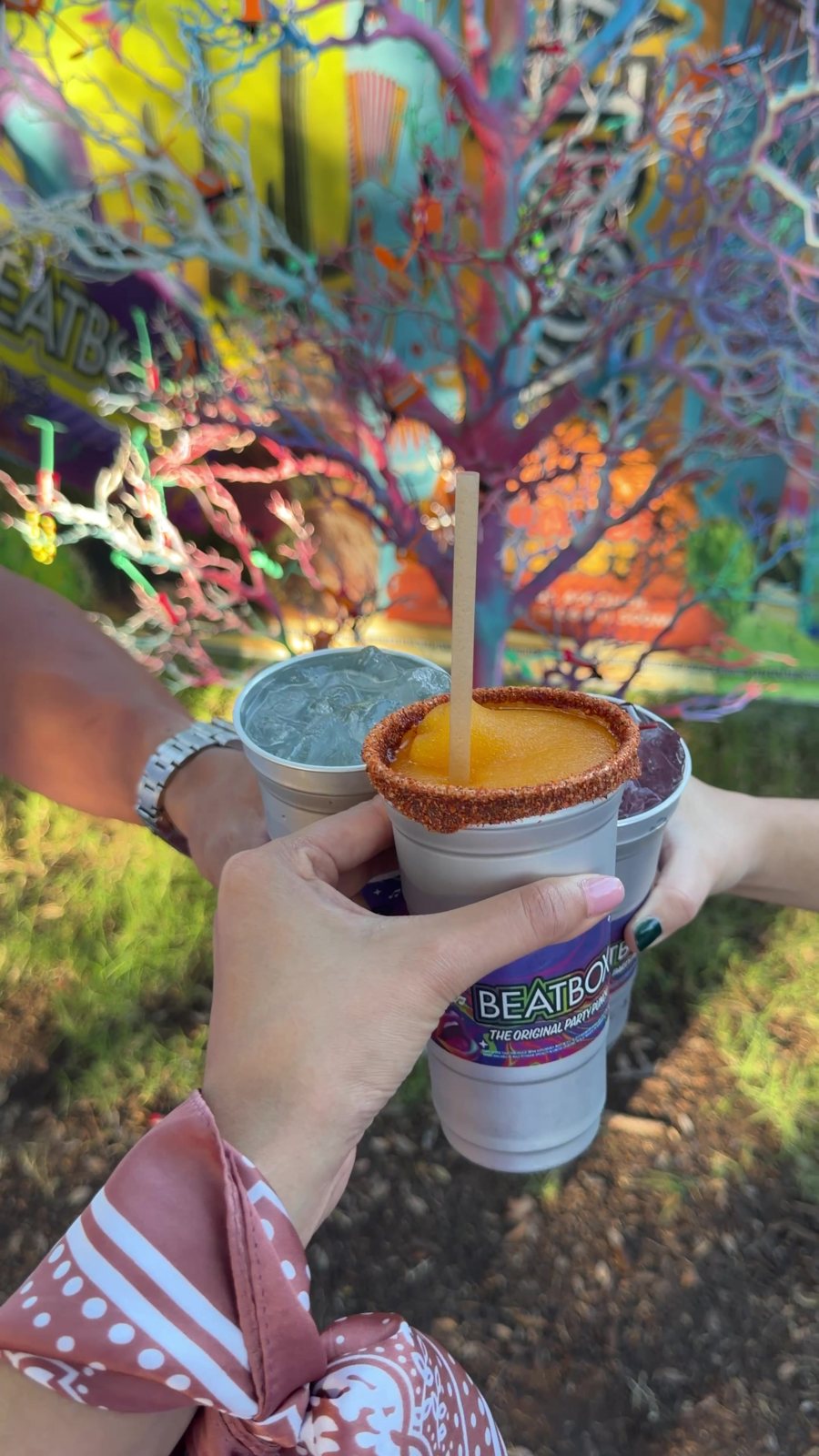 A frozen mango with a chile rim, plus 2 more BeatBox drinks.