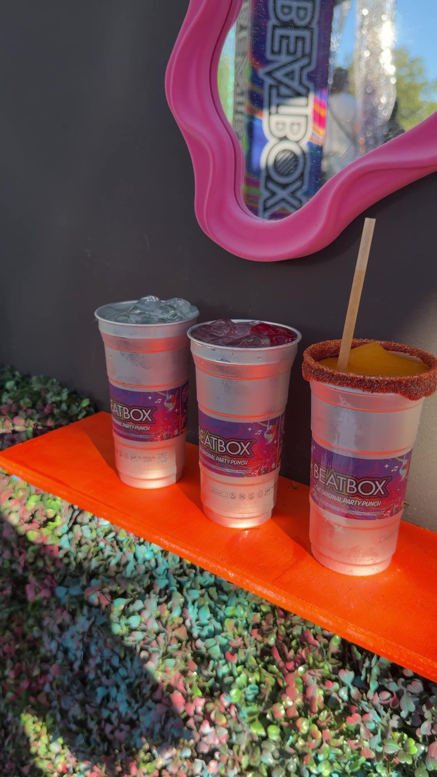 BeatBox cups at the mirror wall.