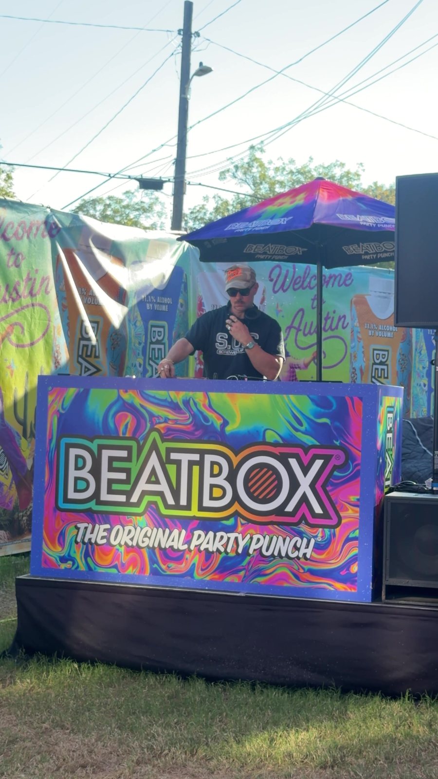 The house DJ at the BeatBox booth.