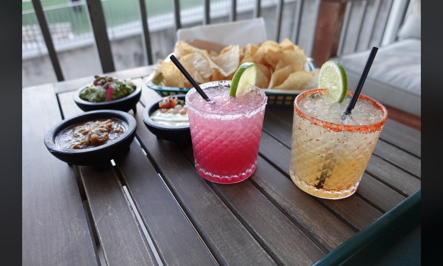 Chips with the house salsa, guacamole and TexMex queso. Order the Triple Birdie at $10.95 and you get 4 oz of all three.