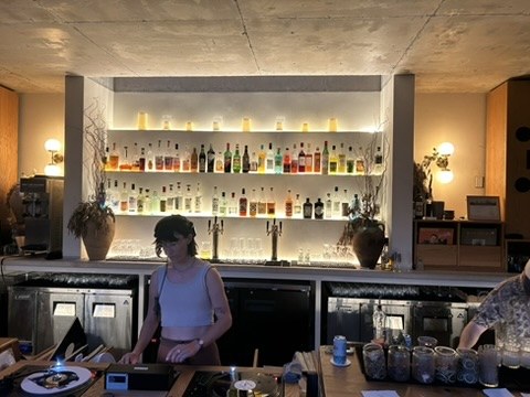 The back bar, lit from below