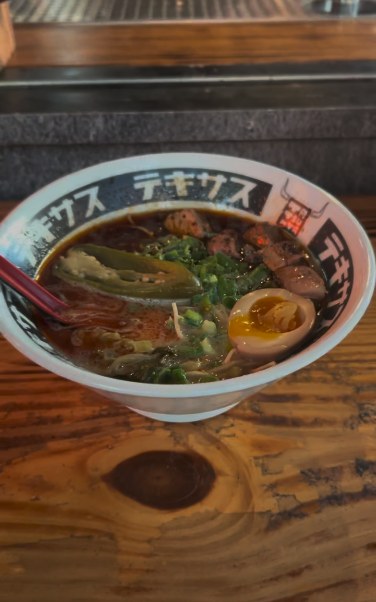Texas Tonk — brisket, smoked and pickled jalapeño, ajitama